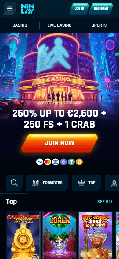 Ninlay Casino mobile home view