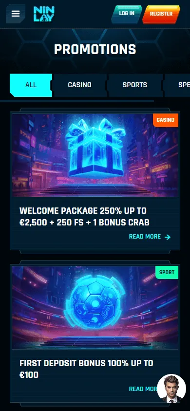 Ninlay Casino mobile promotions view